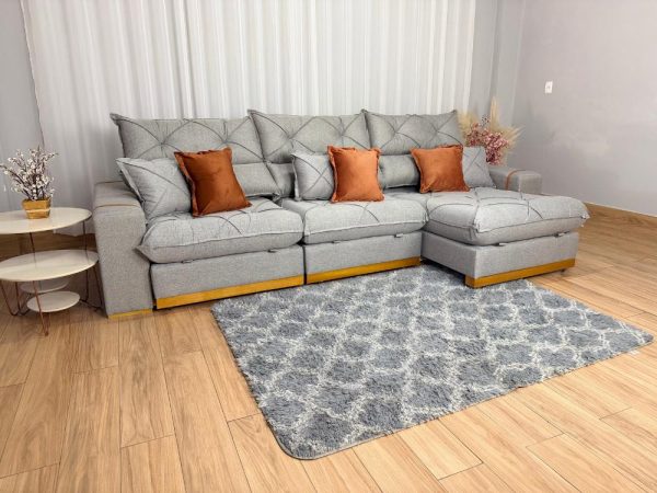 Sofá Retrátil Reclinável Pleno 3 Módulos 2.90m - Cinza Linho - Imagem 2