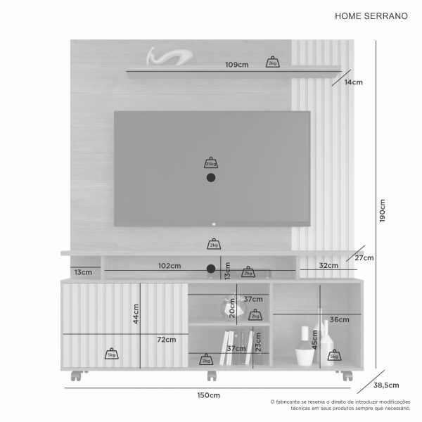 Alternative view of Home Serrano 1.50m 65" - Cinamomo/Off White