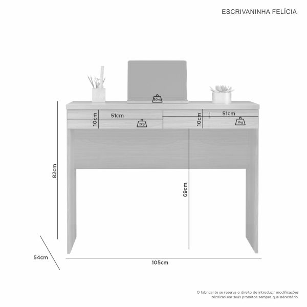 Alternative view of Escrivaninha Felícia 1.05m - Branco