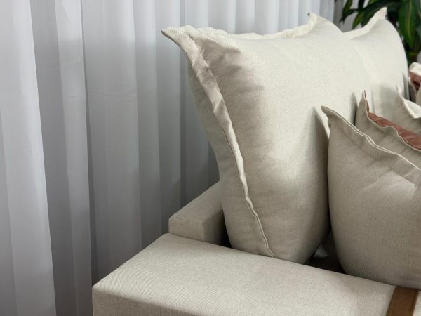 Sofá Cama Retrátil Reclinável Gabriela 2,10m - Bege Linho/Marrom Courino - Imagem 8