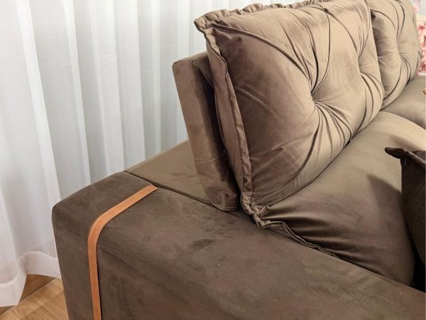 Sofá Retrátil Reclinável Pleno 2.10m - Marrom Veludo - Imagem 7