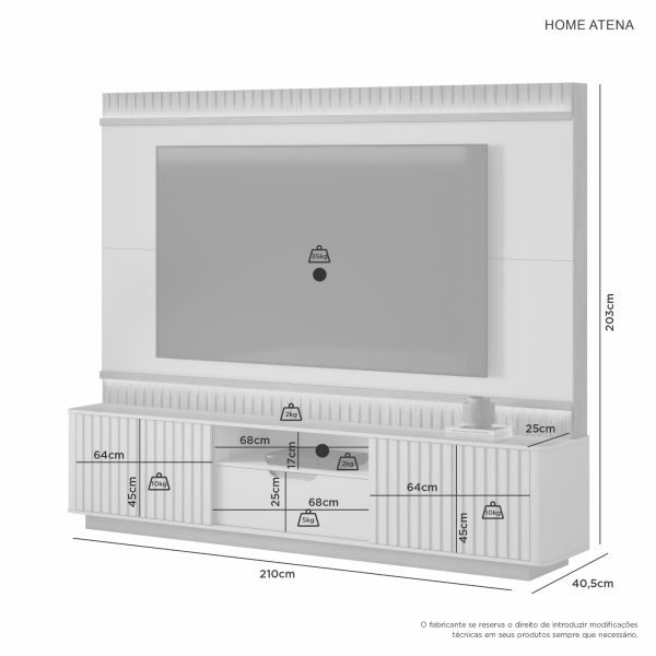 Home Atena 2,10m 85" - Off White/Cinamomo - Imagem 3