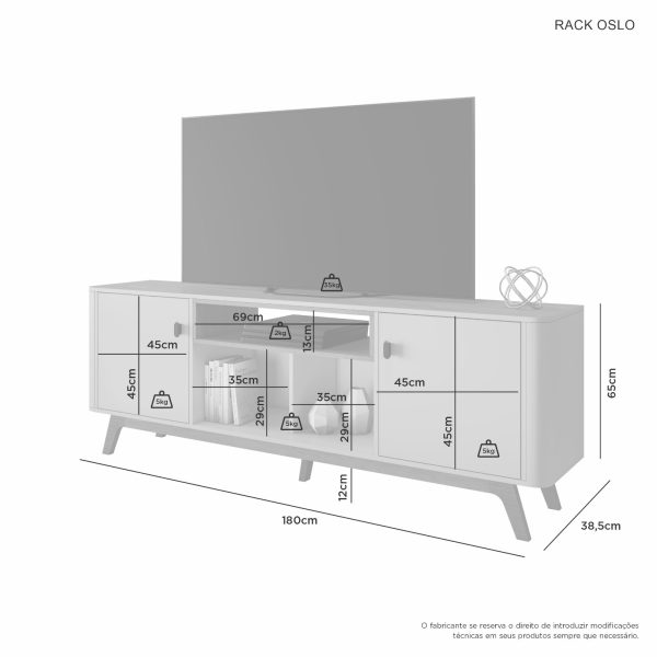 Alternative view of Rack Oslo 1.80m 70" - Off White/Cinamomo