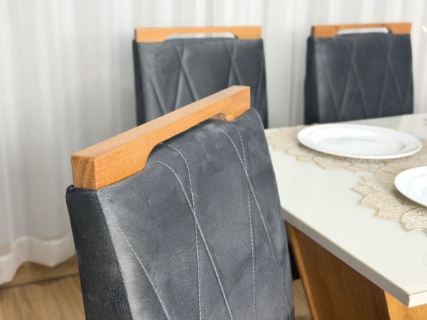 Mesa de Jantar Classic 1.20x0.80 Com 4 Cadeiras Isa - Cinamomo/Off White/Cinza - Imagem 7