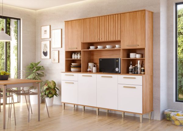 Kit de Cozinha Lívia 8 Portas 2 Gavetas 2.00m - Cinamomo/Off White