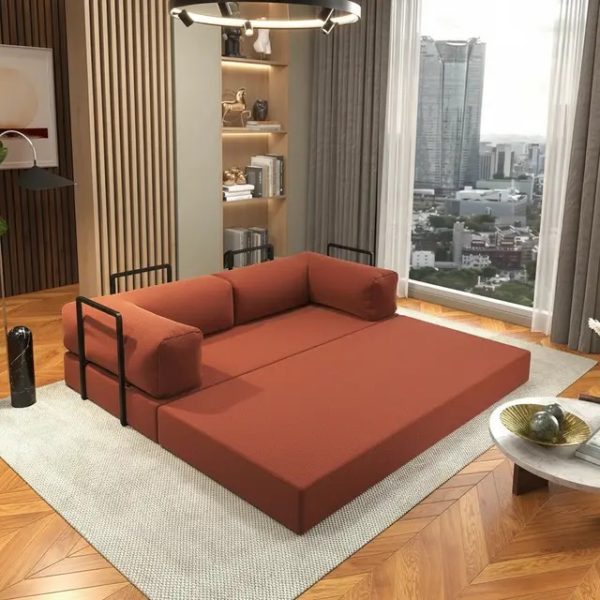 Sofá Cama Itália na Caixa c/ Espuma D33 Expansiva - Terracota Boucle - Imagem 2