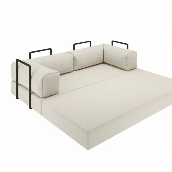 Sofá Cama Itália na Caixa c/ Espuma D33 Expansiva - Bege Boucle - Imagem 2