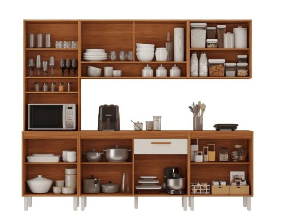Cozinha Canela Completa 5 Peças 2.54m - Cinamomo/Off White - Imagem 2