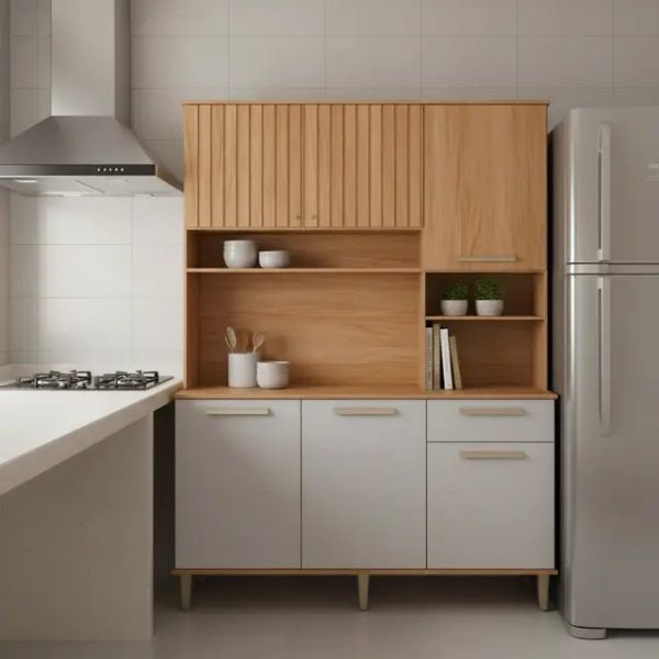 Kit de Cozinha Mila 6 Portas 1 Gaveta 1.51m - Cinamomo/Off White