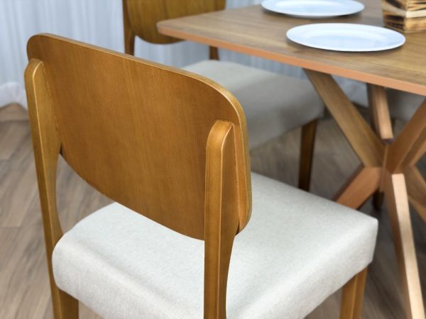 Mesa de Jantar Simpatia 0.90x0.90 Quadrada c/4 Cadeiras Barcelona - Cinamomo/Bege Linho - Imagem 9