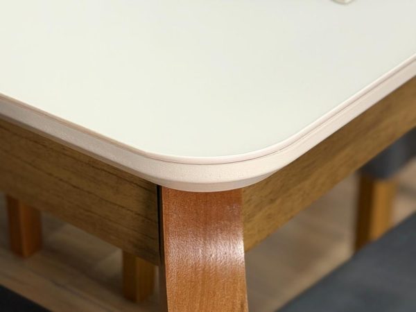 Mesa de Jantar Alegra 1.60x0.80 Com 6 Cadeiras Isa - Cinamomo/Off White/Cinza - Imagem 3