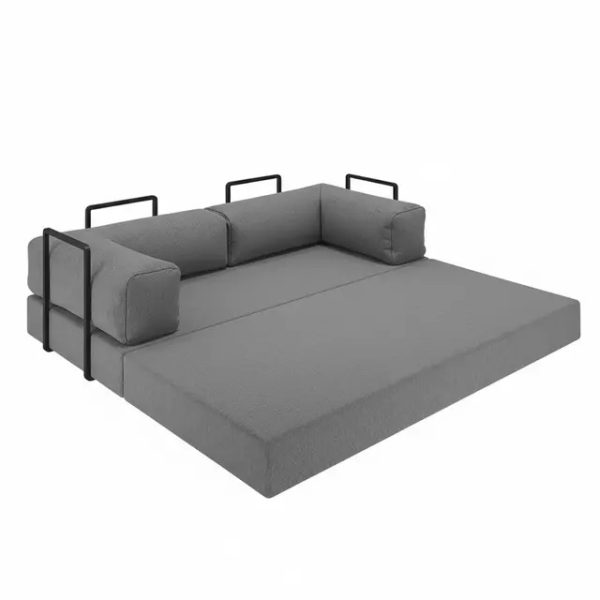 Sofá Cama Itália na Caixa c/ Espuma D33 Expansiva - Cinza Boucle - Imagem 3