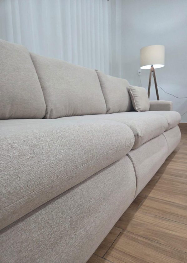 Sofá Cama Retrátil Reclinável Amaranto 2.30m Mod.100 - Bege Linho - Imagem 4