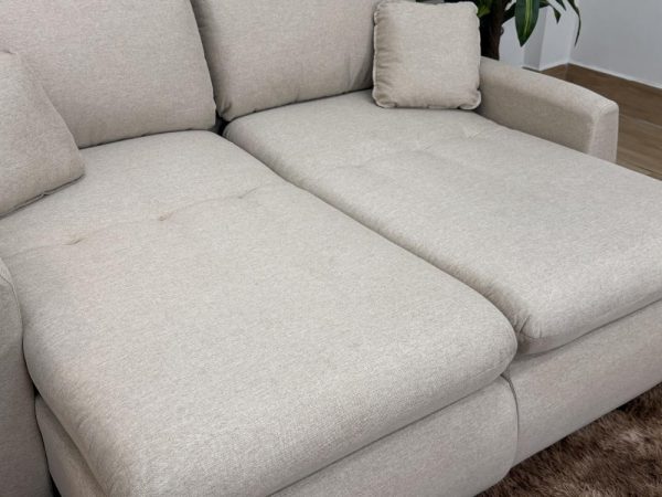 Sofá Cama Retrátil Reclinável Amaranto 2.10m Mod.90 - Bege Linho - Imagem 9
