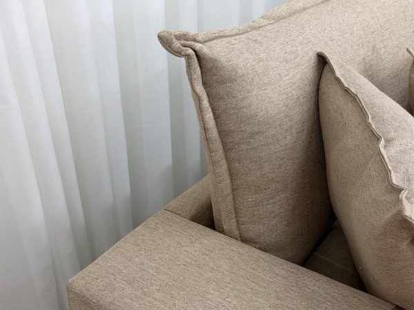 Sofá Cama Retrátil Reclinável Tebas 2.30m - Bege Linho/Marrom Courino - Imagem 5
