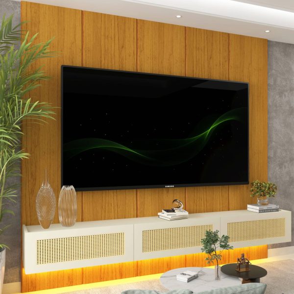 Home Suspenso Native Rattan c/Led 2.20m - Naturale/Off White