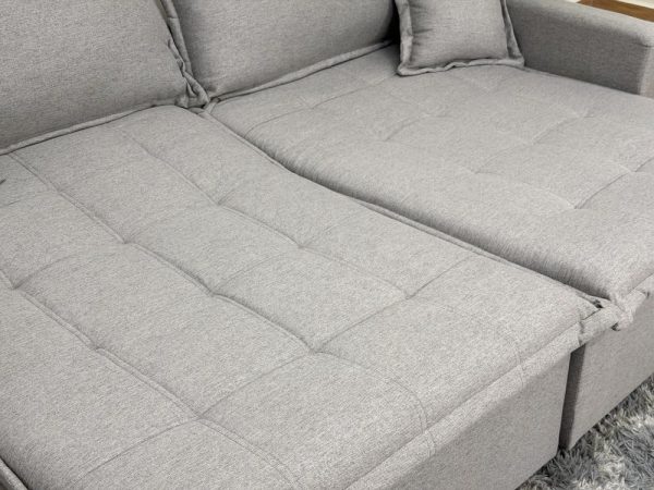 Sofá Cama Retrátil Reclinável Zoe 2.20m - Cinza Linho - Imagem 4