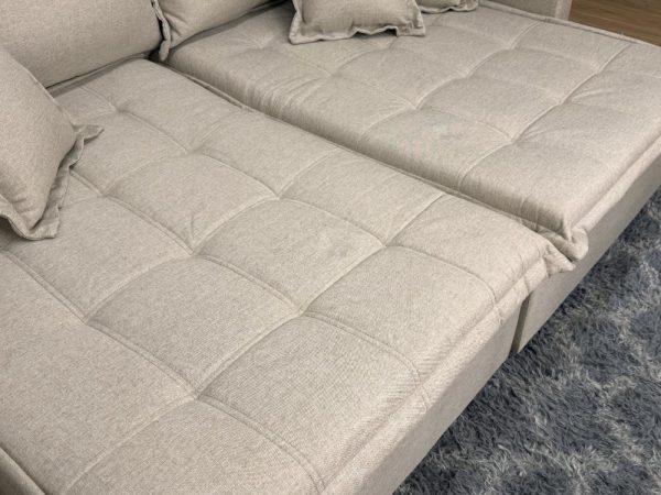Sofá Cama Retrátil Reclinável Zoe 2.20m - Bege Linho - Imagem 5