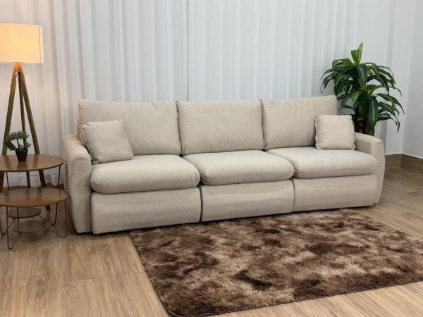 Sofá Cama Retrátil Reclinável Amaranto 2.70m 3 Módulos 80 - Bege Linho - Imagem 4