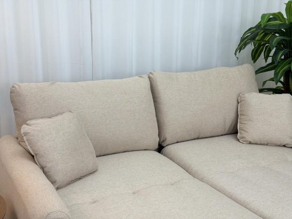 Sofá Cama Retrátil Reclinável Amaranto 2.10m Mod.90 - Bege Linho - Imagem 6