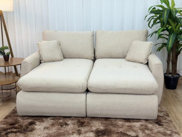 Sofá Cama Retrátil Reclinável Amaranto 2.10m Mod.90 - Bege Linho - Imagem 2
