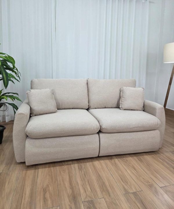 Sofá Cama Retrátil Reclinável Amaranto 2.30m Mod.100 - Bege Linho - Imagem 2