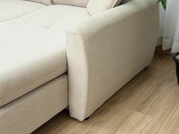 Sofá Cama Retrátil Reclinável Amaranto 2.70m 3 Módulos 80 - Bege Linho - Imagem 6