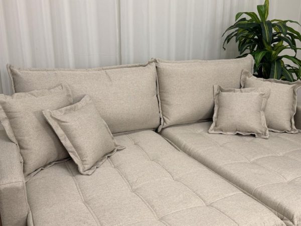 Sofá Cama Retrátil Reclinável Zoe 2.20m - Bege Linho - Imagem 4