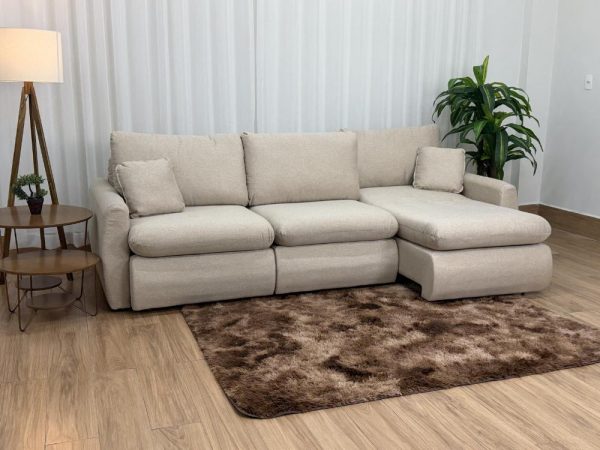 Sofá Cama Retrátil Reclinável Amaranto 2.70m 3 Módulos 80 - Bege Linho - Imagem 3
