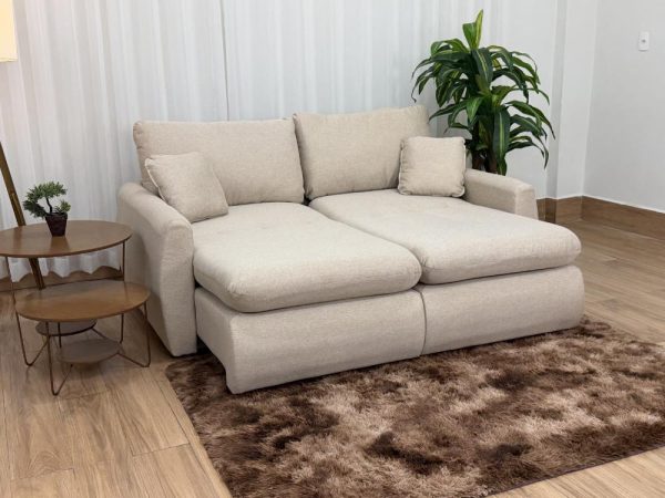 Sofá Cama Retrátil Reclinável Amaranto 2.10m Mod.90 - Bege Linho