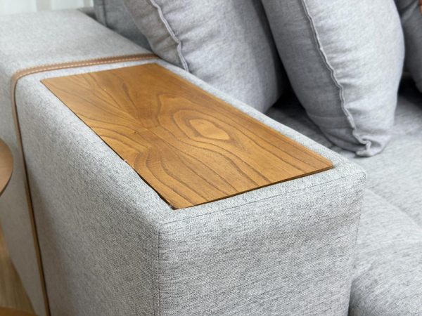 Sofá Cama Retrátil Reclinável Tebas 2.50m - Cinza Linho/Marrom Courino - Imagem 6