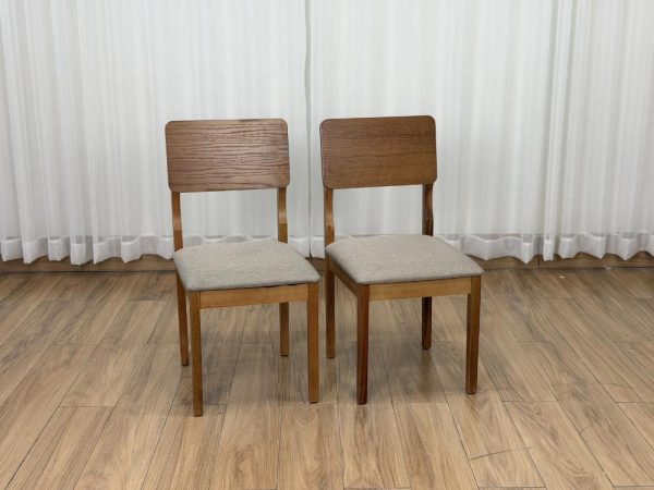Conjunto Cadeiras de Madeira Ana 2 Unidades - Cinamomo/Bege Linho