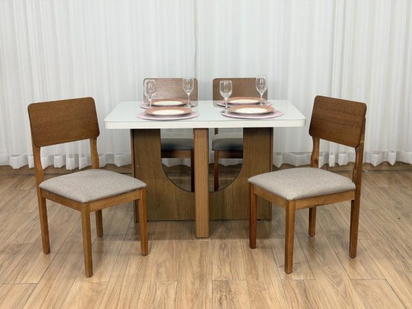 Mesa de Jantar Dora 1.20x0.80m c/ 4 Cadeiras Ana – Cinamomo/Off White/Bege Linho - Imagem 10