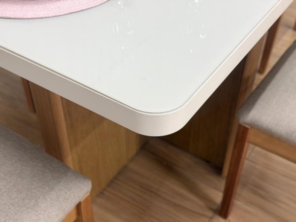 Mesa de Jantar Dora 1.20x0.80m c/ 4 Cadeiras Ana – Cinamomo/Off White/Bege Linho - Imagem 5