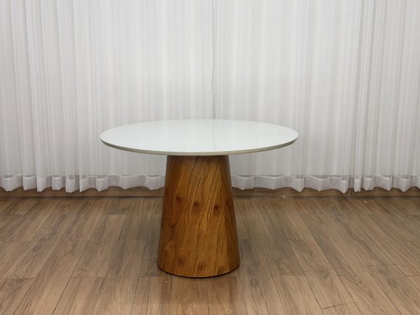 Mesa de Jantar Paris Circular c/Vidro 1.10x1.10 - Cinamomo/Off White