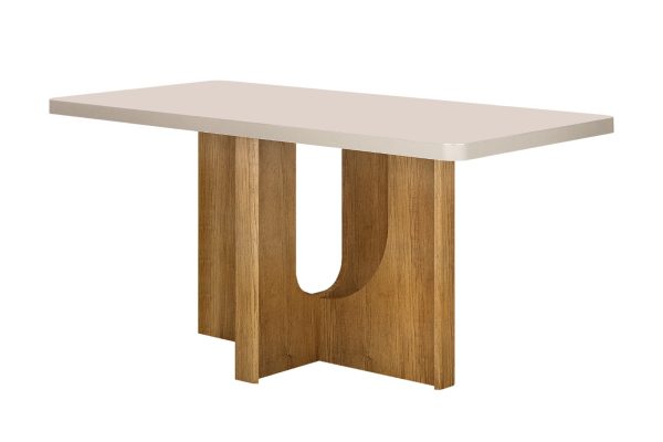Mesa de Jantar Dora 1.60x0.80m c/Vidro – Cinamomo/Off White