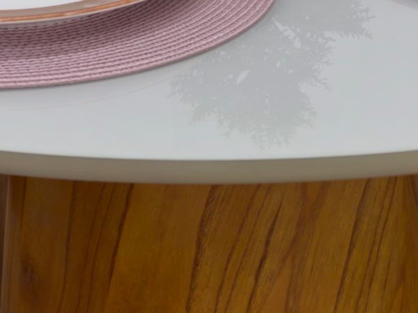 Mesa de Jantar Paris Circular 1.10x1.10 c/4 Cadeiras Ana - Cinamomo/Off White/Bege Linho - Imagem 5