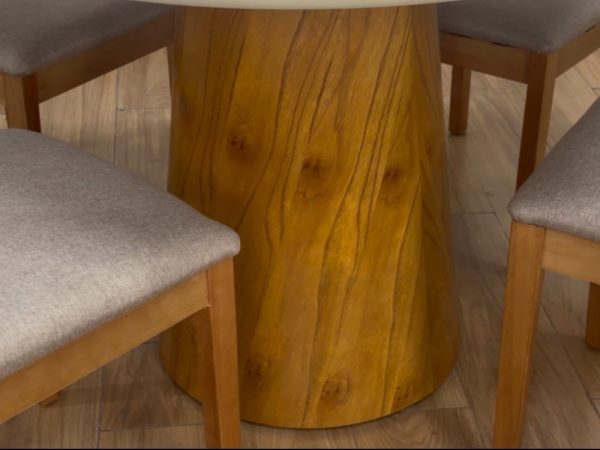 Alternative view of Mesa de Jantar Paris Circular 1.10x1.10 c/4 Cadeiras Ana - Cinamomo/Off White/Bege Linho