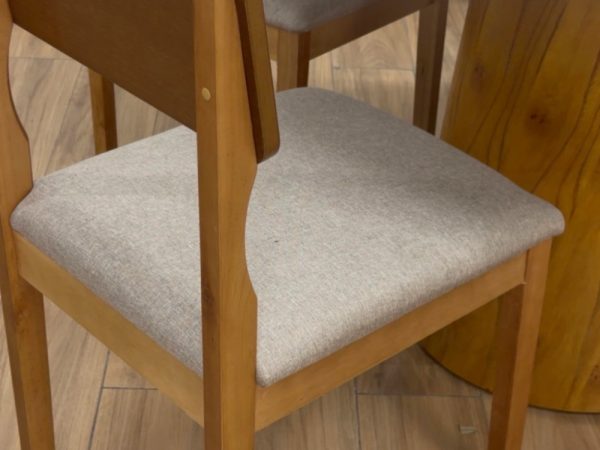 Mesa de Jantar Paris Circular 1.10x1.10 c/4 Cadeiras Ana - Cinamomo/Off White/Bege Linho - Imagem 4