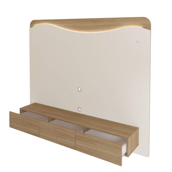 Alternative view of Painel Lumiere c/Led + Nicho 03 Gavetas 2.00m - Off White/Carvalho