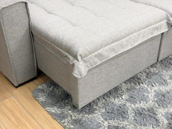 Sofá Cama Retrátil Reclinável Bolt 2.40m Mod.100 - Cinza Linho - Imagem 6