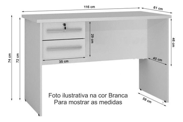 Alternative view of Escrivaninha Byte 2 Gavetas 1.16m - Cinamomo/Off White