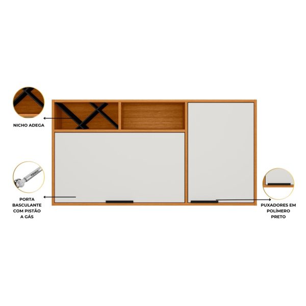 Armário de Cozinha Ravena 2 Portas c/Nicho Adega 1.20m - Freijó/Off White - Imagem 3