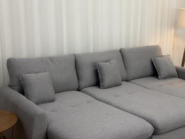 Sofá Cama Retrátil Reclinável Amaranto 2.70m 3 Módulos 80 - Cinza Linho - Imagem 5