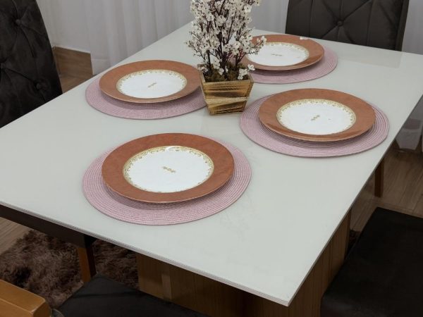 Mesa de Jantar Helo 1.20x0.90 Com 4 Cadeiras Jasmim - Freijó/Off White/Marrom Veludo - Imagem 5