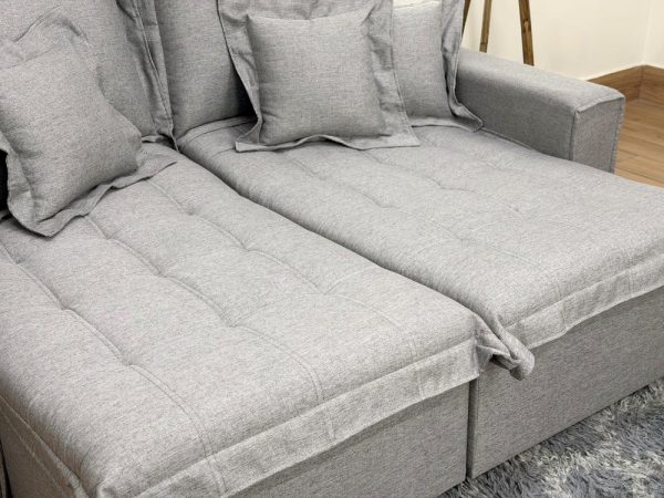 Sofá Cama Retrátil Reclinável Bolt 2.40m Mod.100 - Cinza Linho - Imagem 5