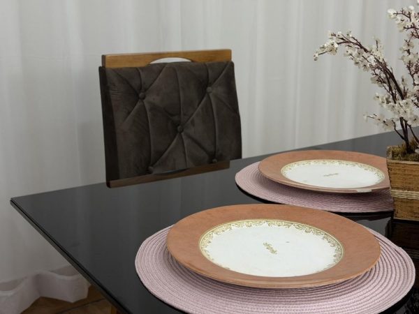 Mesa de Jantar Helo 1.20x0.90 Com 4 Cadeiras Jasmim - Freijó/Preto/Marrom Veludo - Imagem 2