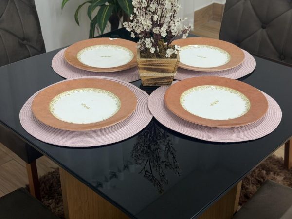 Mesa de Jantar Helo 0.90x0.90 Com 4 Cadeiras Jasmim - Freijó/Preto/Marrom Veludo - Imagem 2
