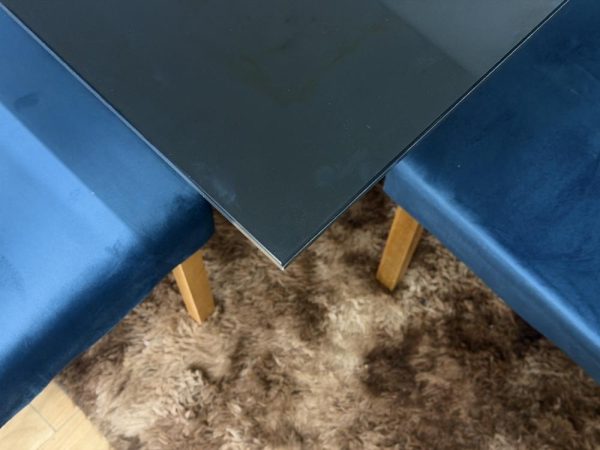 Mesa de Jantar Helo 0.90x0.90 Com 4 Cadeiras Jasmim - Freijó/Preto/Azul Veludo - Imagem 3
