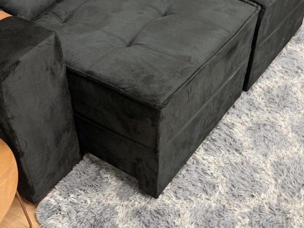 Sofá Retrátil Reclinável Junior 1.80m - Preto Veludo - Imagem 6